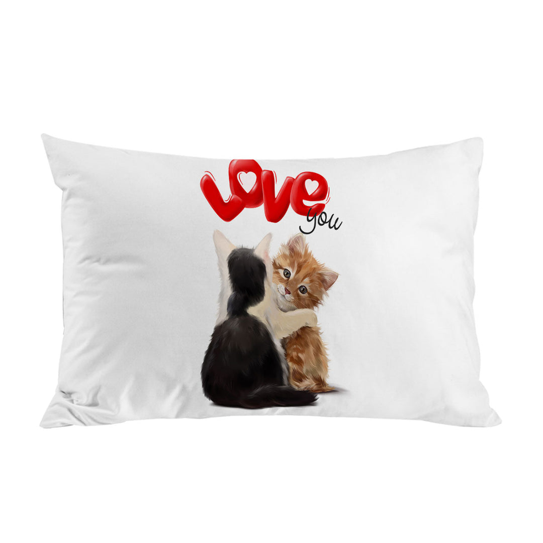 Romantic Love Quote with Adorable Kittens Pillowcases