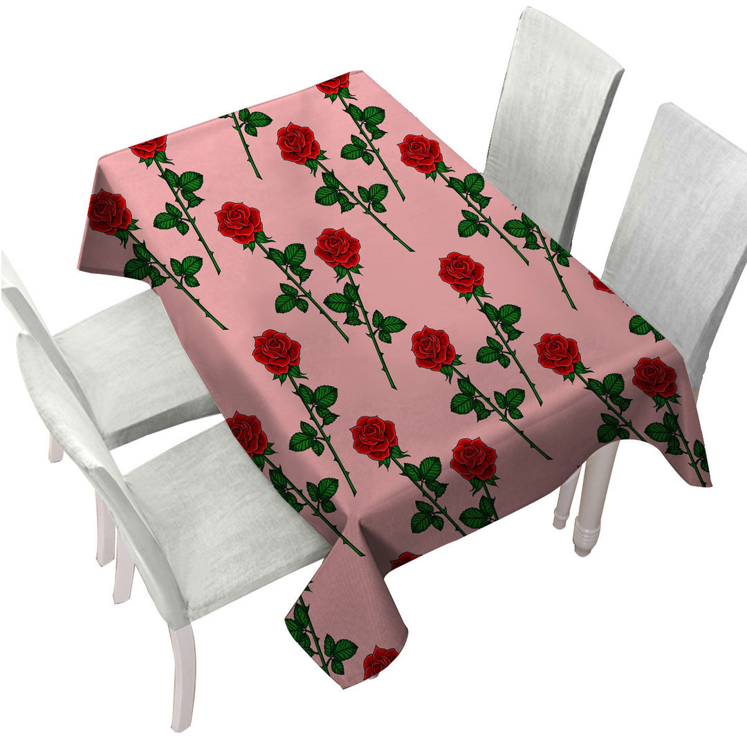 Roses Pattern over Pink Tablecloths