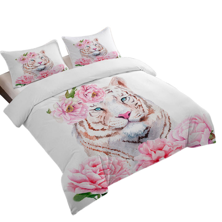Rosy Lady White Tiger Good Duvet Covers