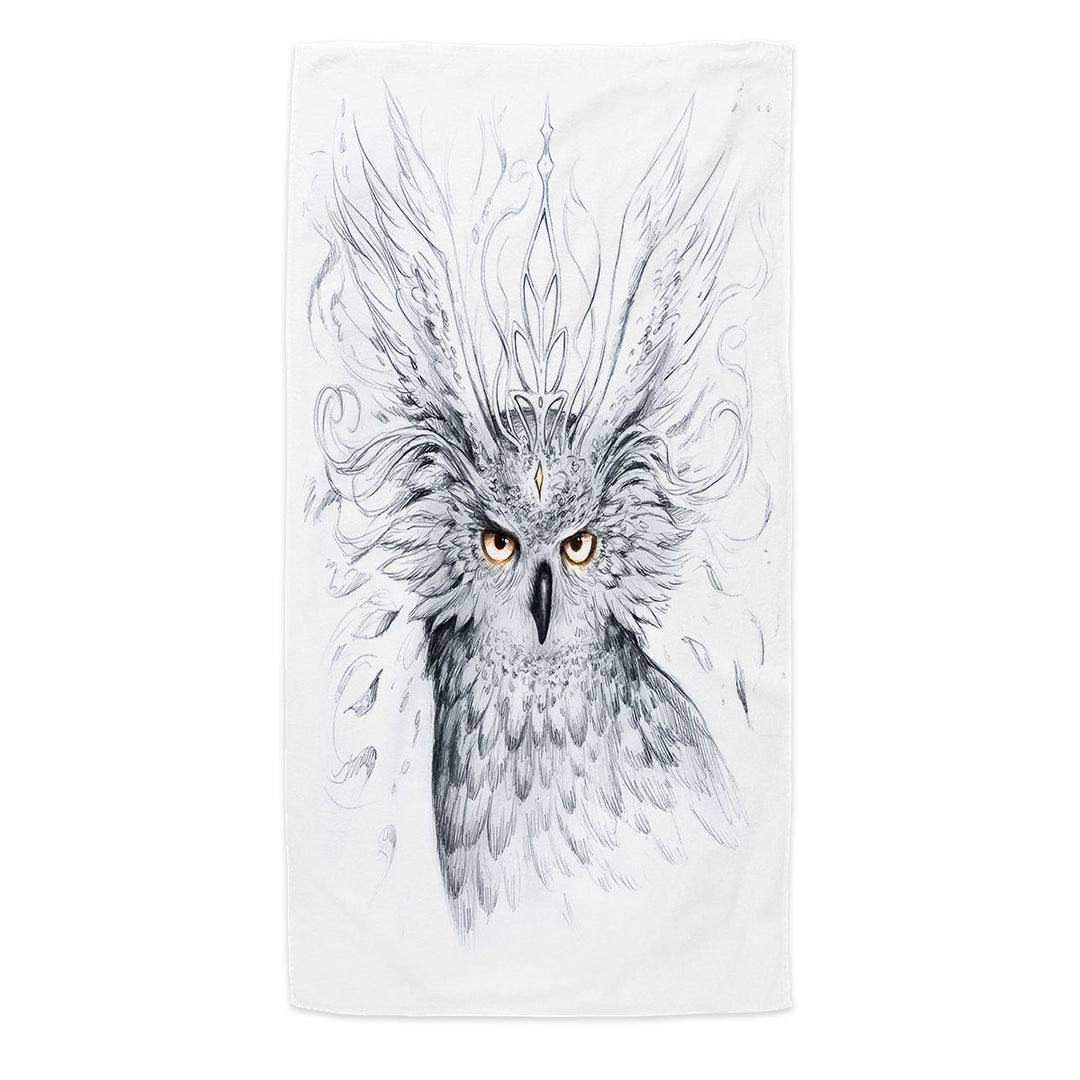 Royal Owl Drawing Beach Towel