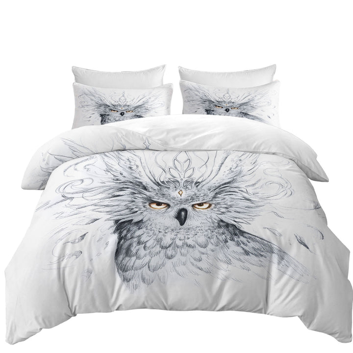 Royal Owl Drawing Twin Duvet Covers