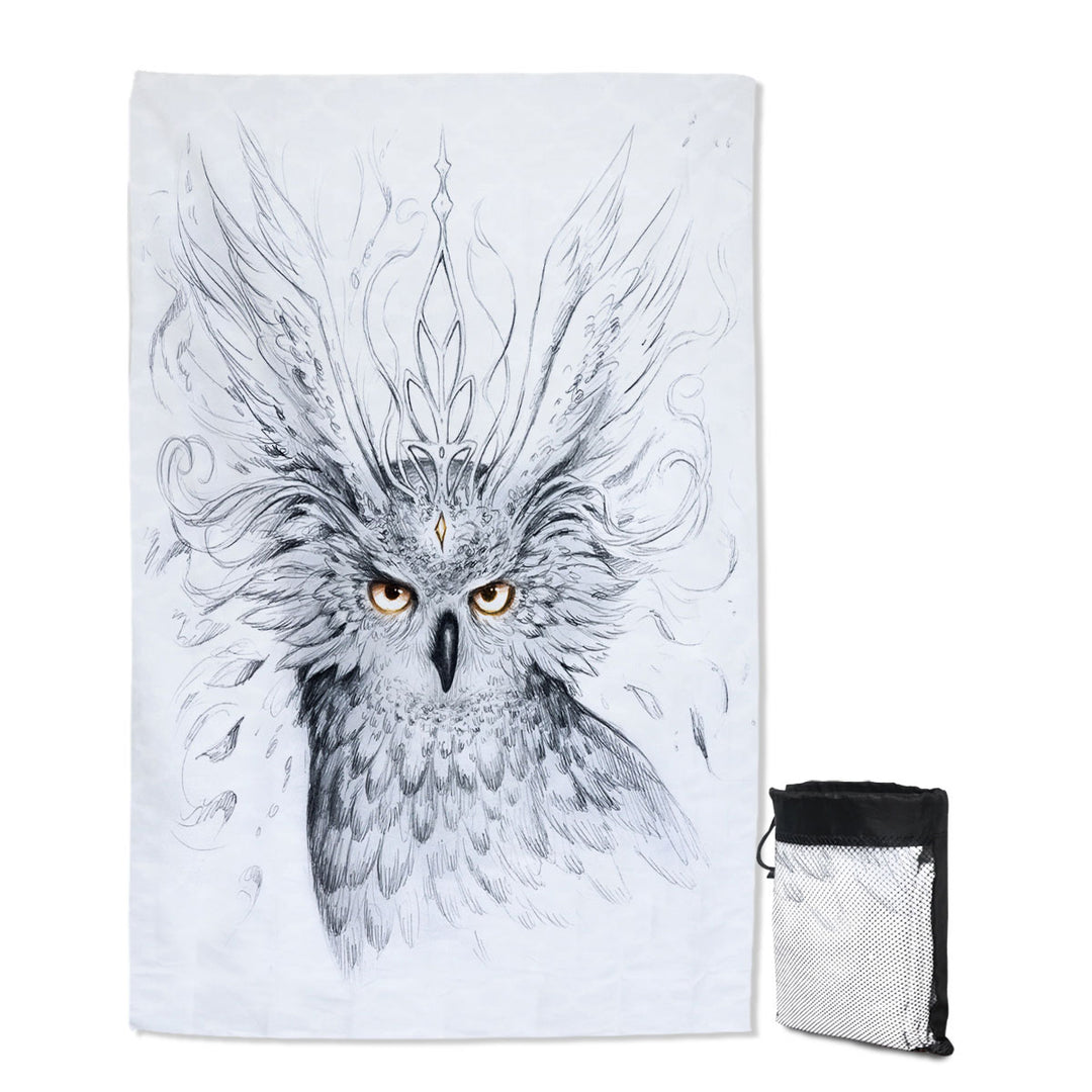 Royal Owl Drawing Unusual Beach Towels for Travel