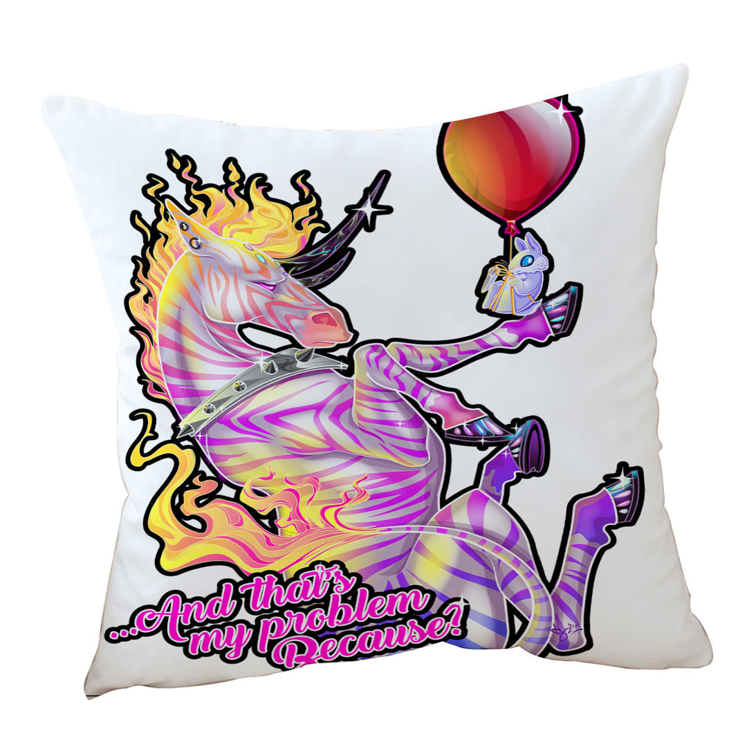 Rudicorn Zebra and Bunny Cool Quote Throw Pillow Covers