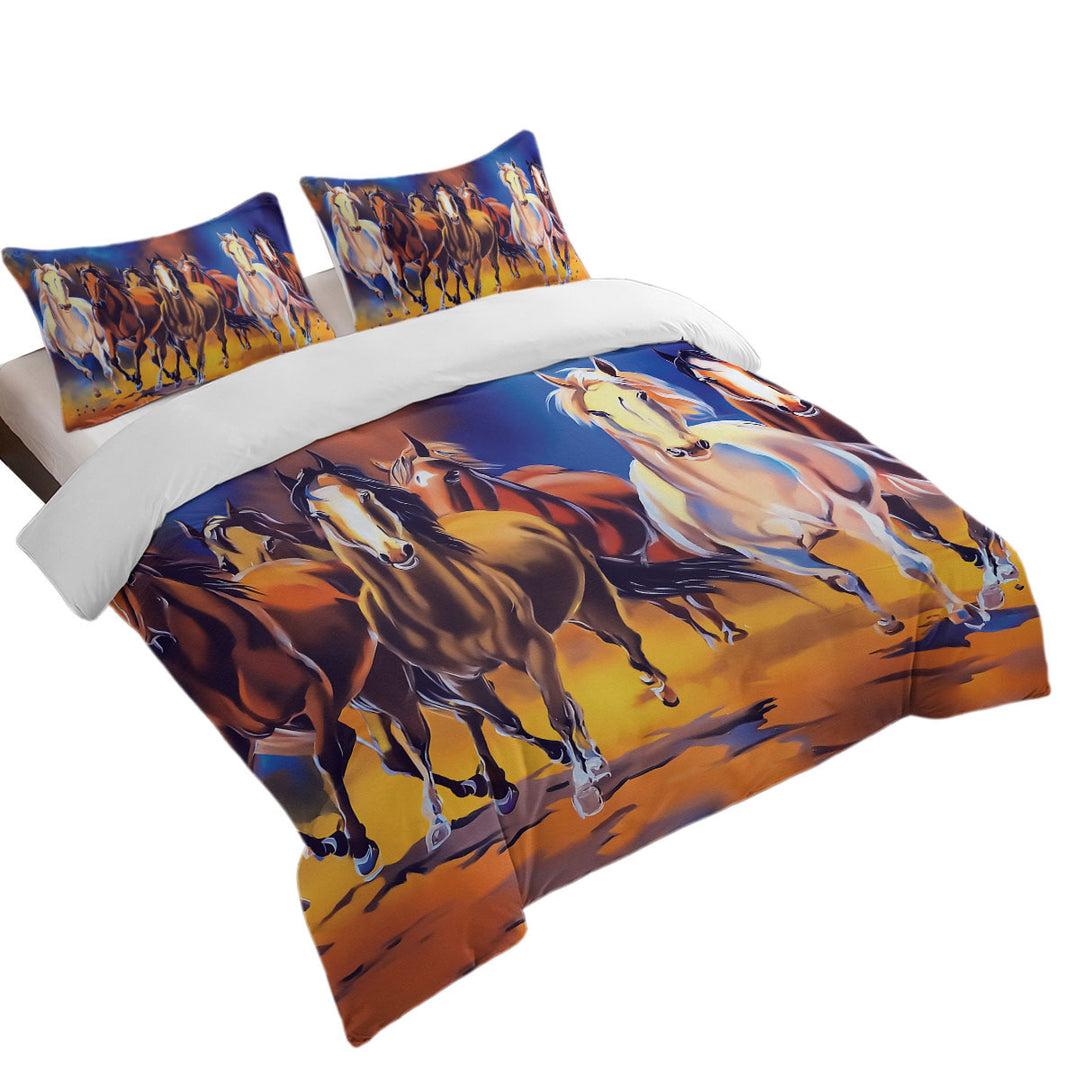 Running Horses Art King Size Duvet Cover
