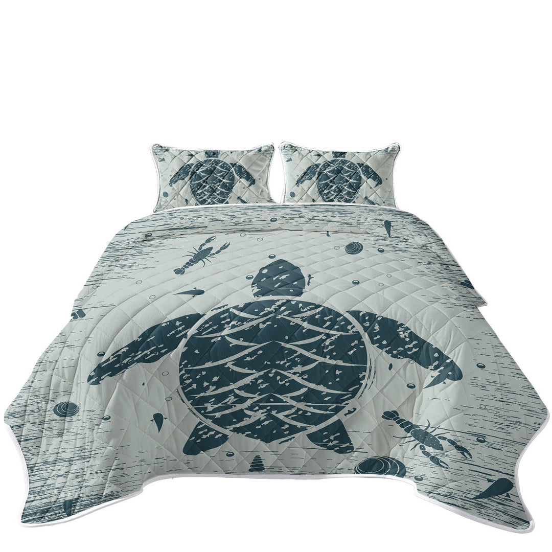 Rustic Blue Lobster and Turtle Quilts