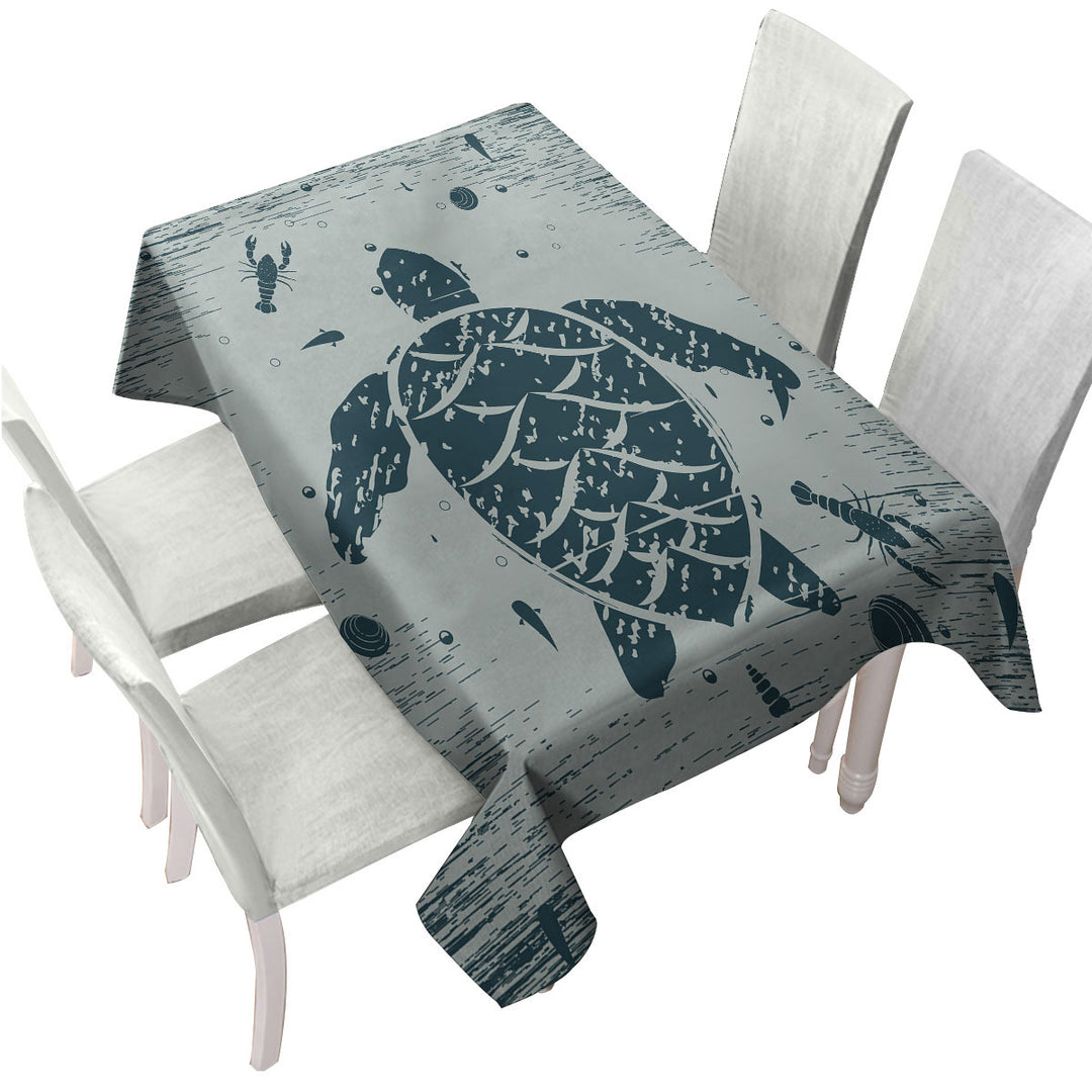 Rustic Blue Lobster and Turtle Tablecloths