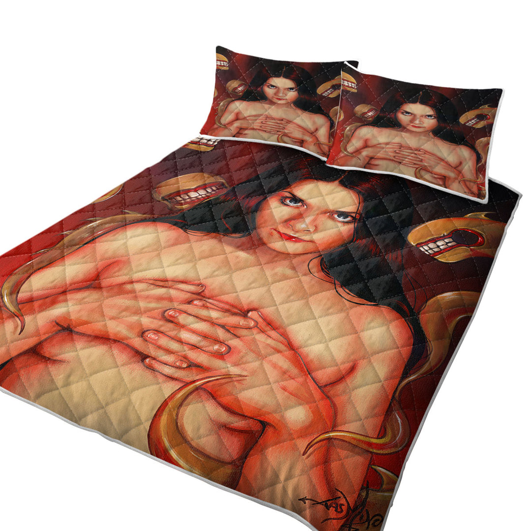Scary Art Beautiful Maiden and Monsters Quilts for Beds