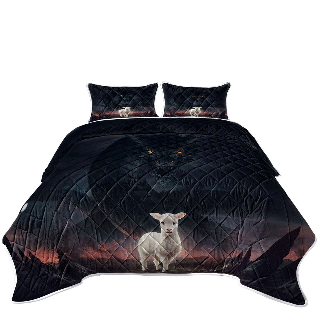 Scary Art the Lamb and the Dragon King Quilt