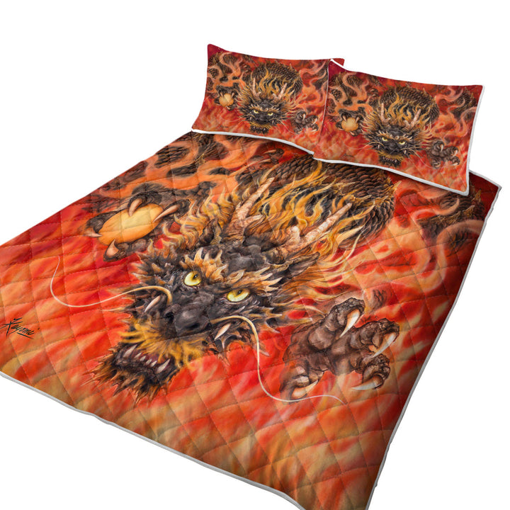 Scary Cool Fantasy Art Fire Dragon Coverlet