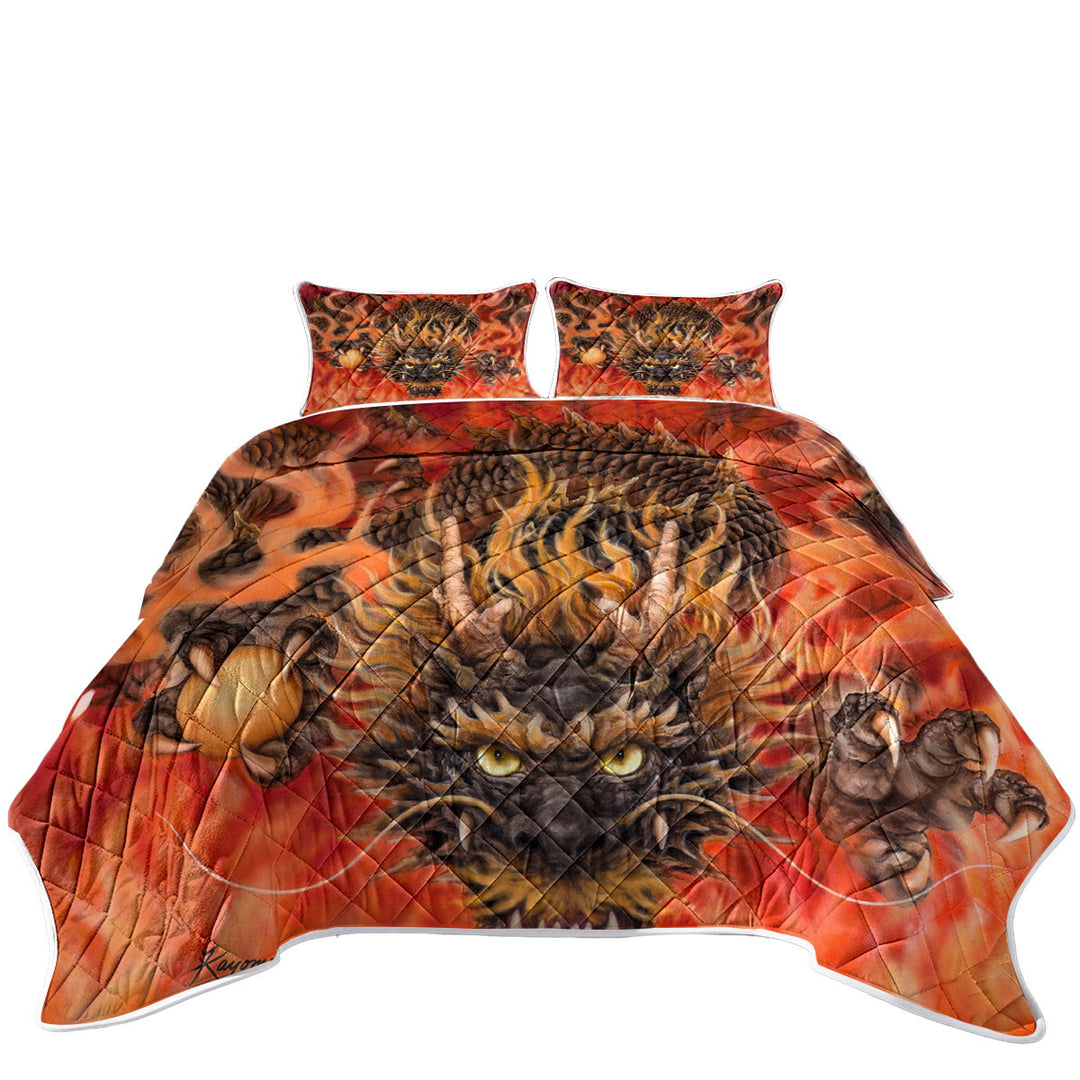 Scary Cool Fantasy Art Fire Dragon Coverlets