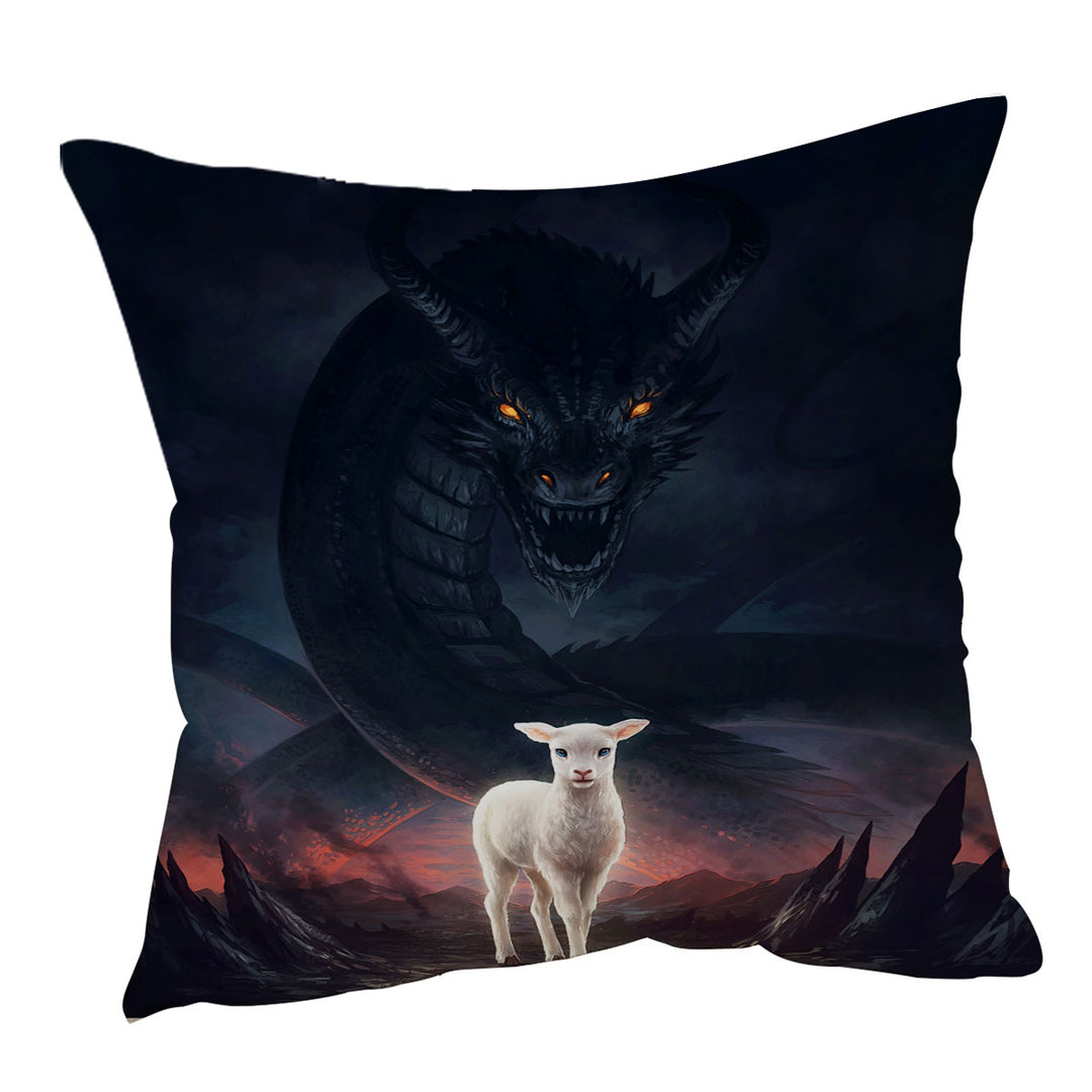 Scary Cushion Covers Art the Lamb and the Dragon