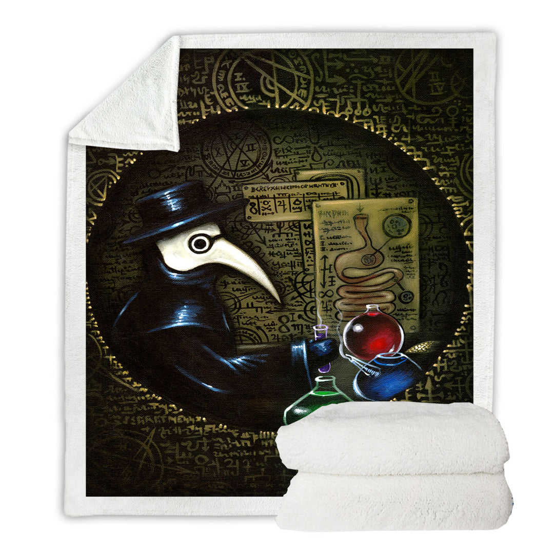 Scary Dark Art The Alchemist_s Revenge Plague Mask Fleece Blankets