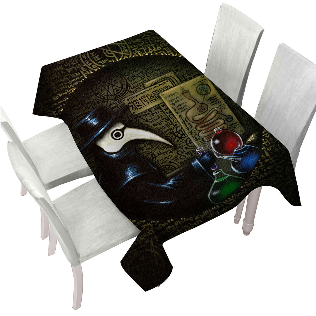 Scary Dark Art The Alchemist_s Revenge Plague Mask Tablecloth