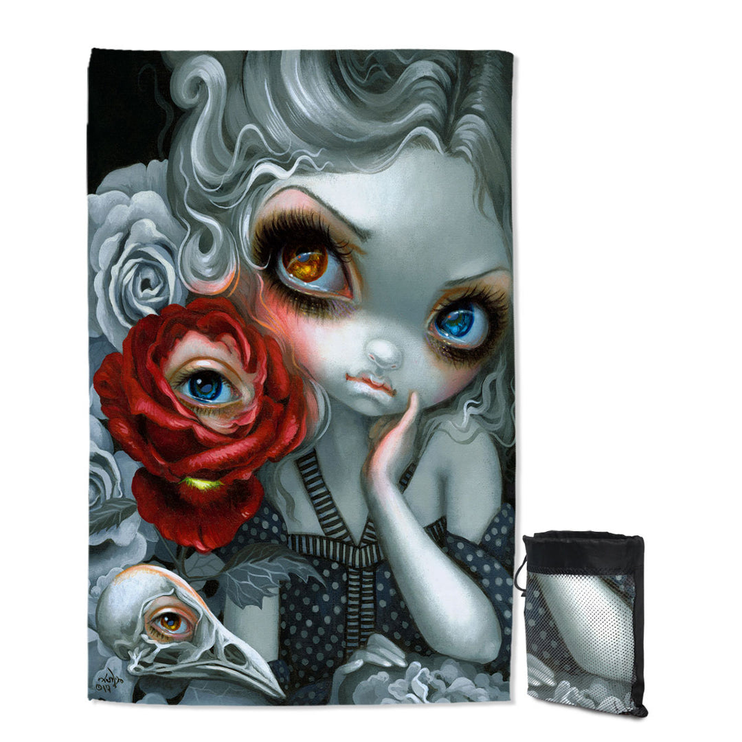 Scary Gothic Beach Towels Art the Nightingale and the Rose