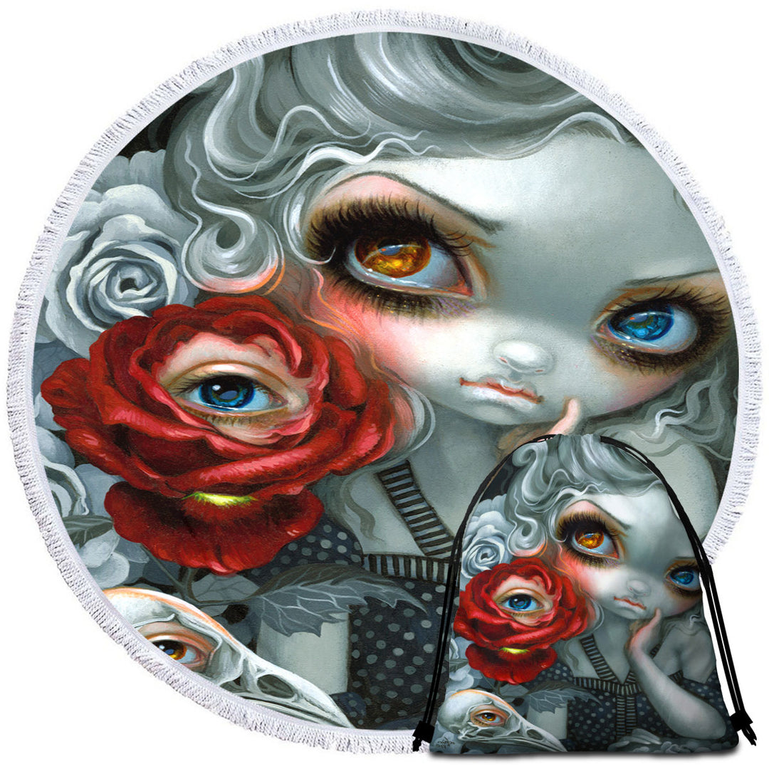 Scary Gothic Microfiber Beach Towel Art the Nightingale and the Rose