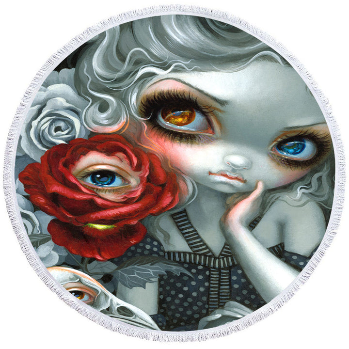 Scary Gothic Microfibre Beach Towels Art the Nightingale and the Rose