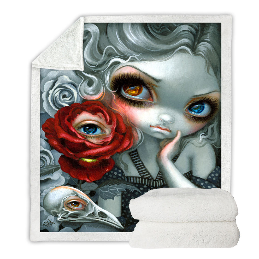 Scary Gothic Sofa Blankets Art the Nightingale and the Rose