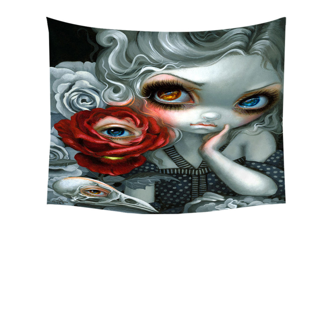 Scary Gothic Wall Decor Art the Nightingale and the Rose Tapestry