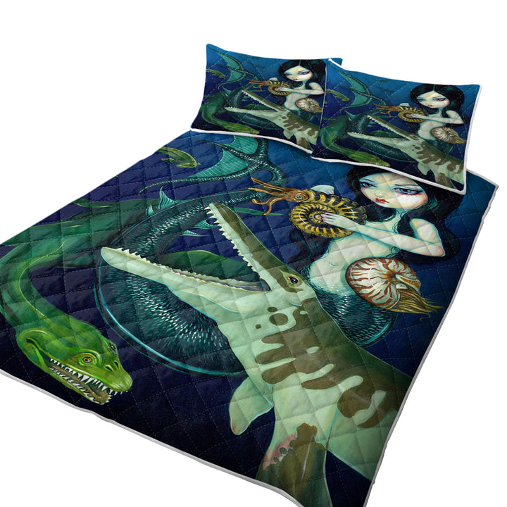 Scary Monsters Underwater Art Cretaceous Mermaid Quilts