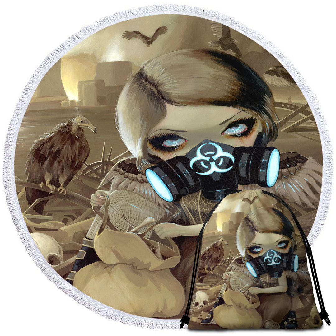 Scavengers Cool Post Apocalyptic Scene Girl Digging Round Beach Towel