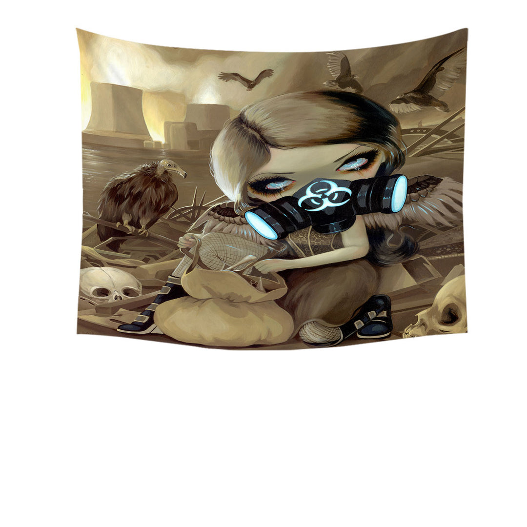 Scavengers Cool Post Apocalyptic Scene Girl Digging Tapestry