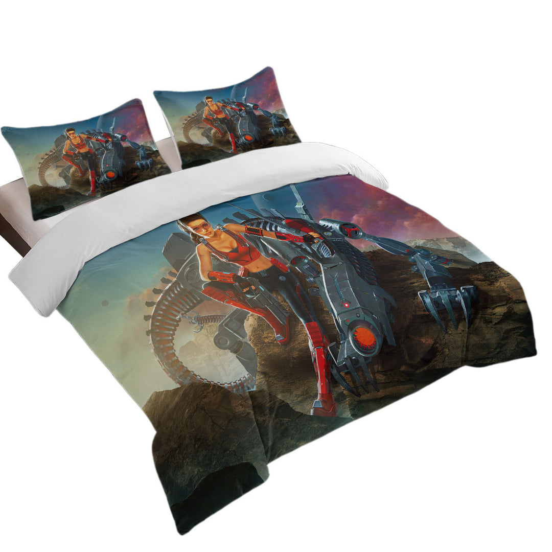 Science Fiction Art Rendezvous Humans and Robots Duvet Cover Queen