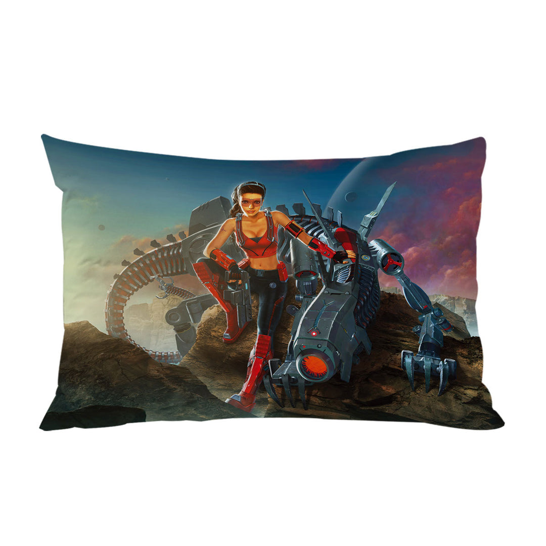 Science Fiction Art Rendezvous Humans and Robots Pillow Cases