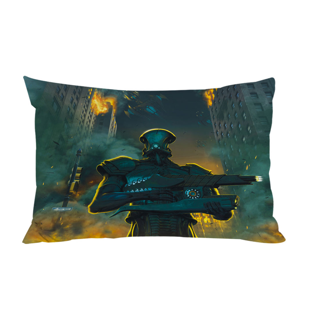 Science Fiction Art Robots City Invasion Pillow Cases