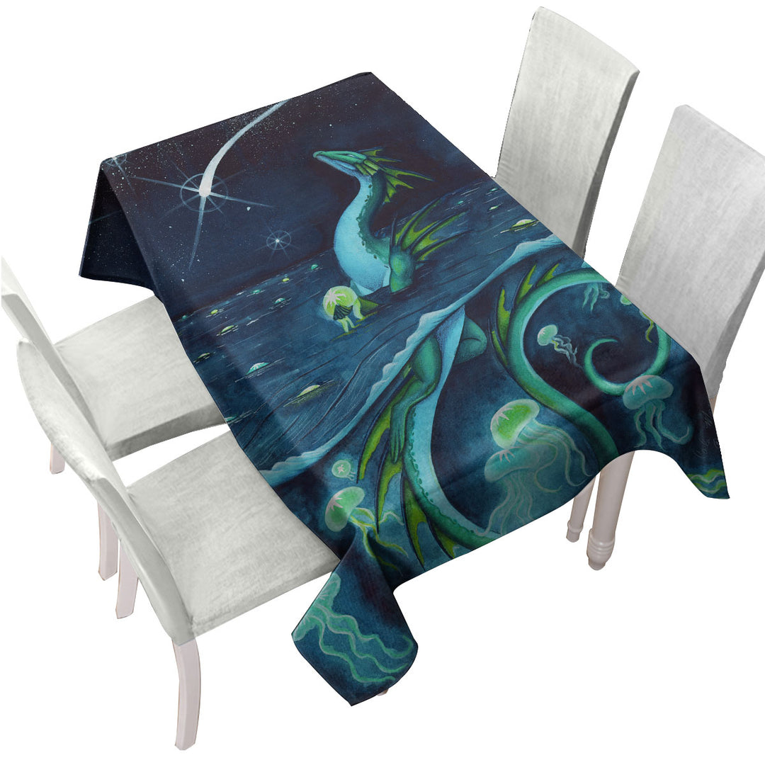Sea of Stars Jellyfish and Dragon Table Cover