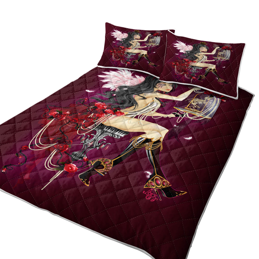 Sexy Goth Queen Roses and Pearls Quilts