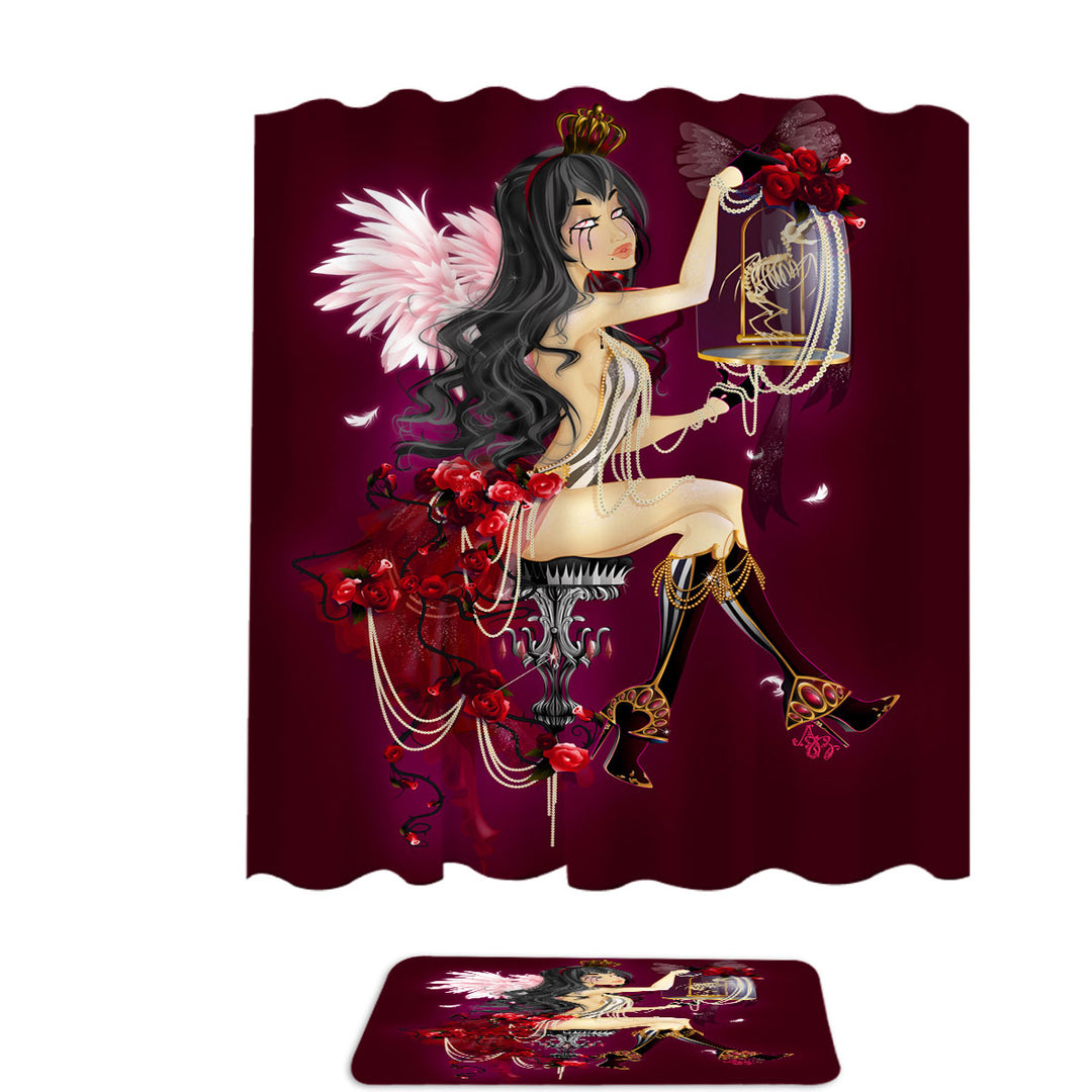 Sexy Shower Curtain Goth Queen Roses and Pearls