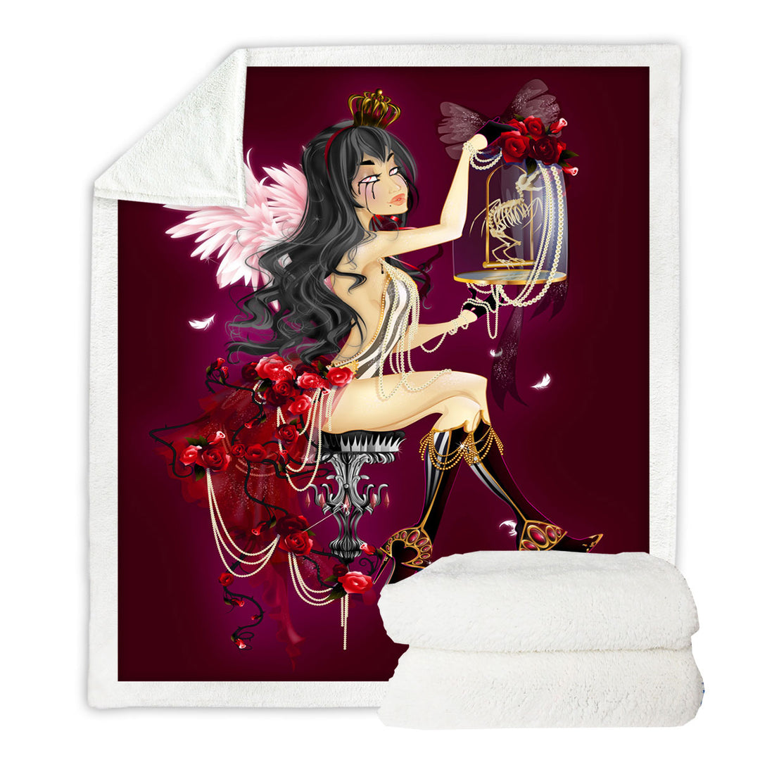 Sexy Throws Goth Queen Roses and Pearls