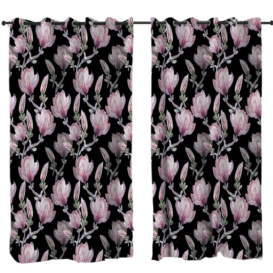 Shabby Pink Flowers Curtains for Living Room