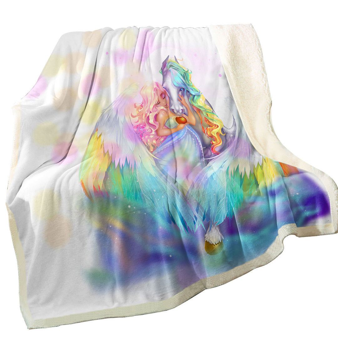 Sherpa Blanket with Rainbows Starlight Pegasus and Princess