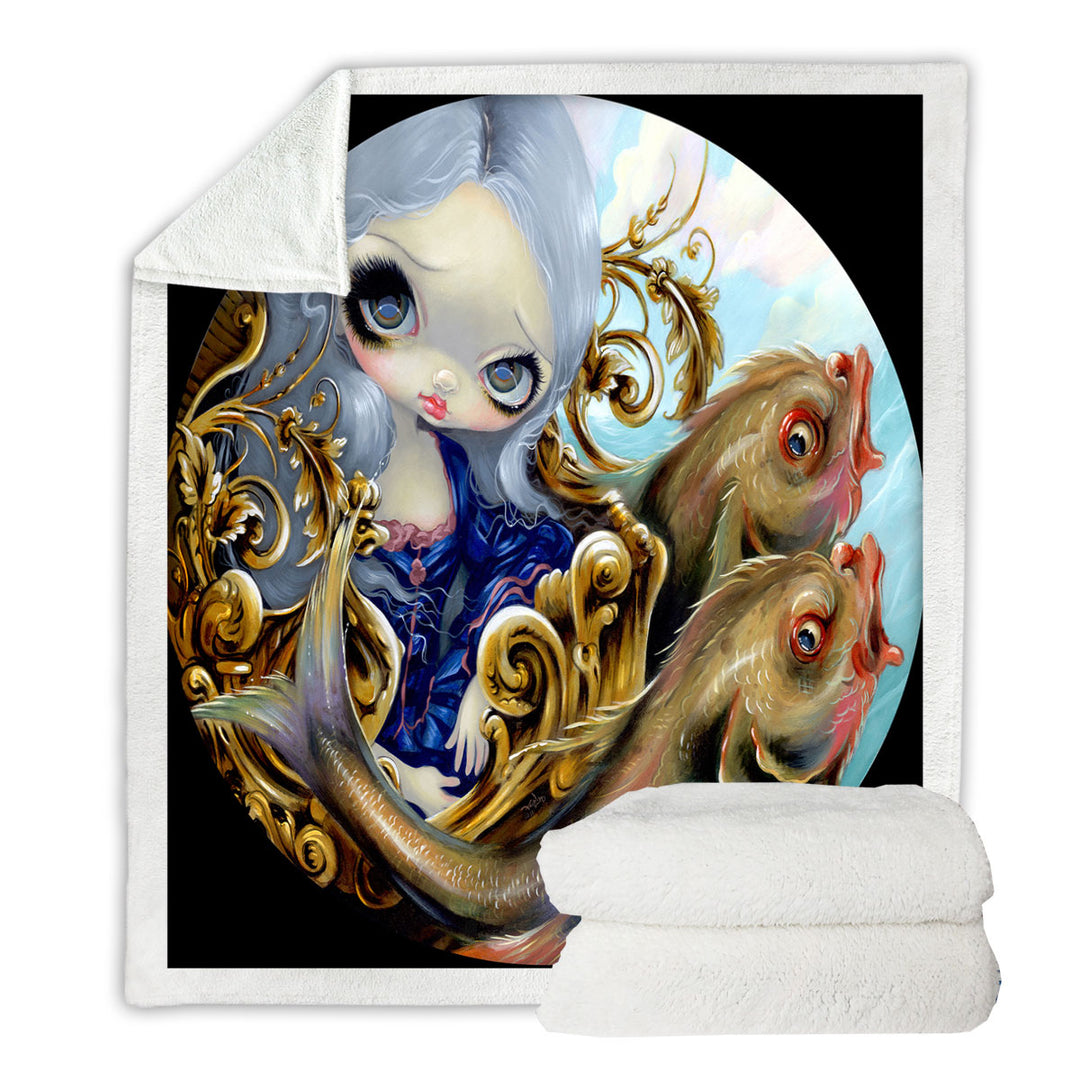 Sherpa Blanket with Sea Chariot Fish Transporting a Beautiful Maiden