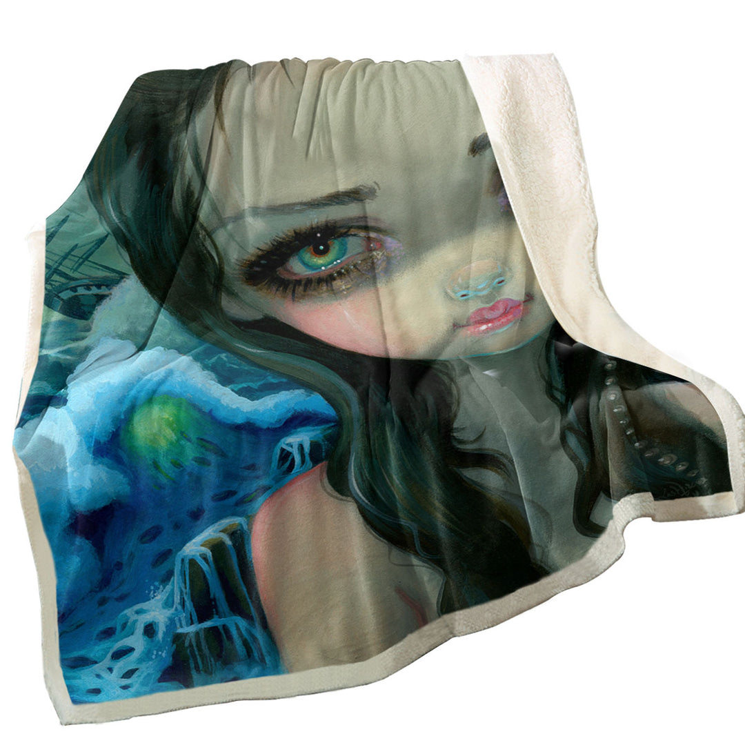 Shipwreck Siren Mythical Beautiful Girl and Ship Sofa Blankets