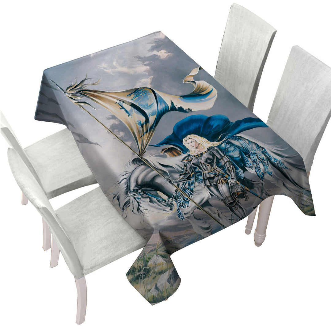 Shores of Avalon Woman Lady Knight Table Cover