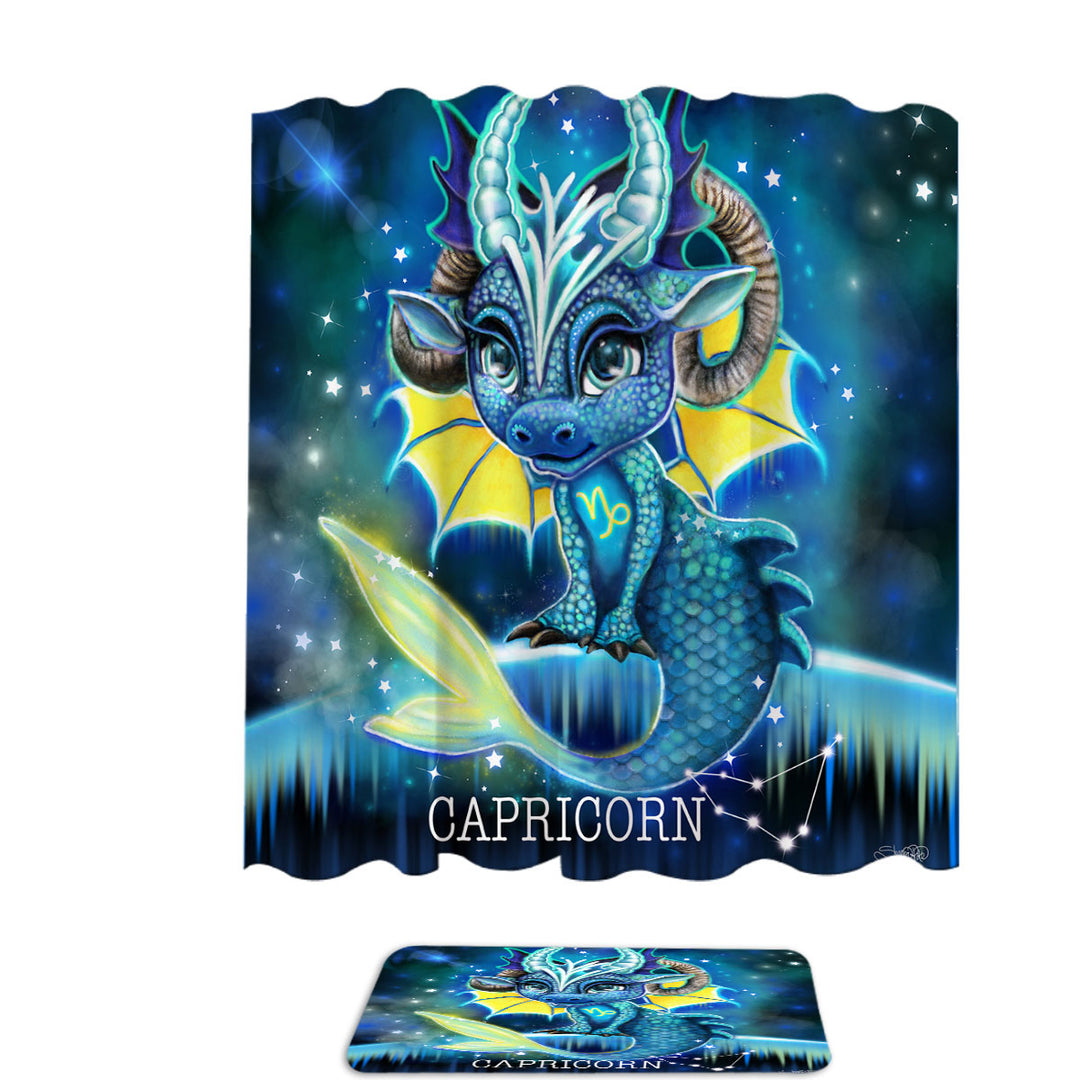 Shower Curtain Gift Ideas for Kids Fantasy Art Capricorn Lil Dragon