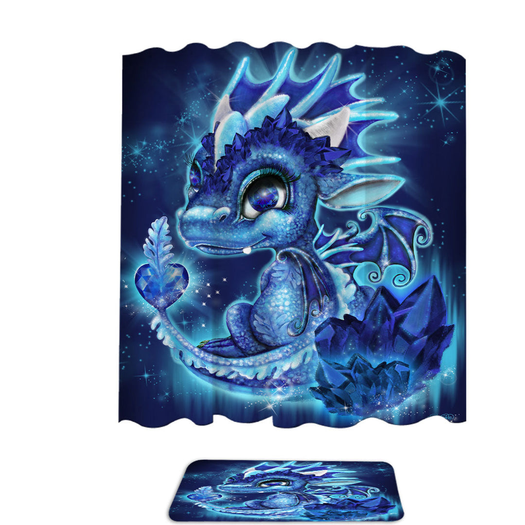 Shower Curtains for Gift September Sapphire Birthstone Lil Dragon