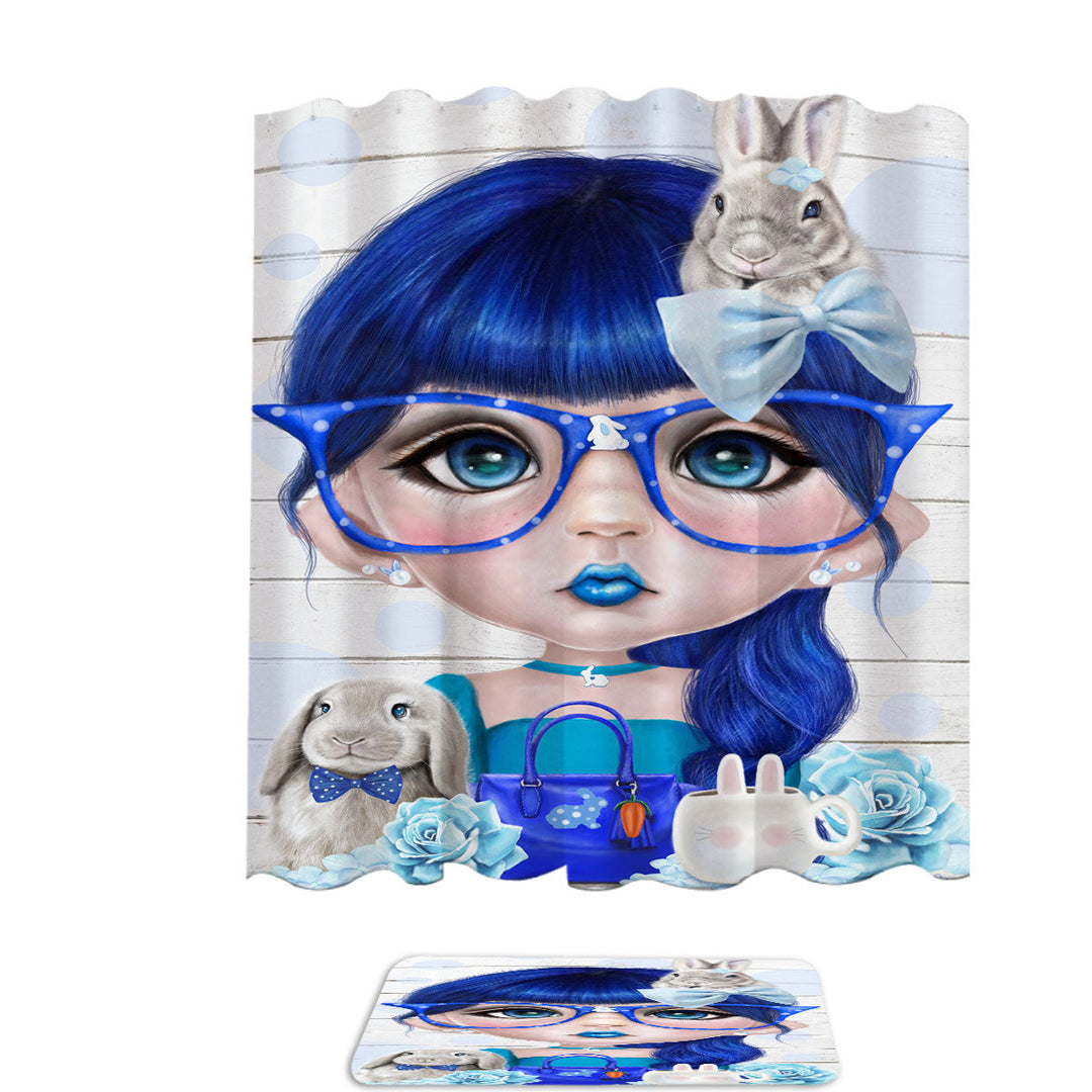 Shower Curtains with Bunny loving Bethany Blue Girl