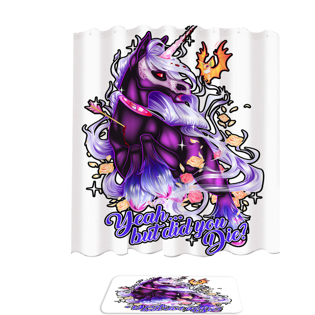 Shower Curtains with Fantasy Art Dying Rudicorn Cool Quote