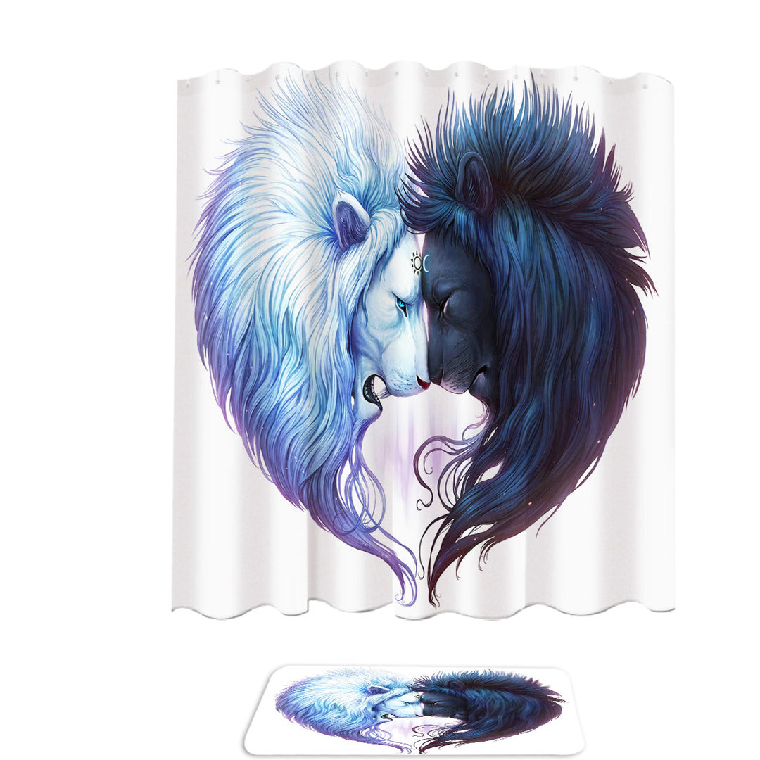 Shower Curtains with Yin Yang Brotherhood Lions