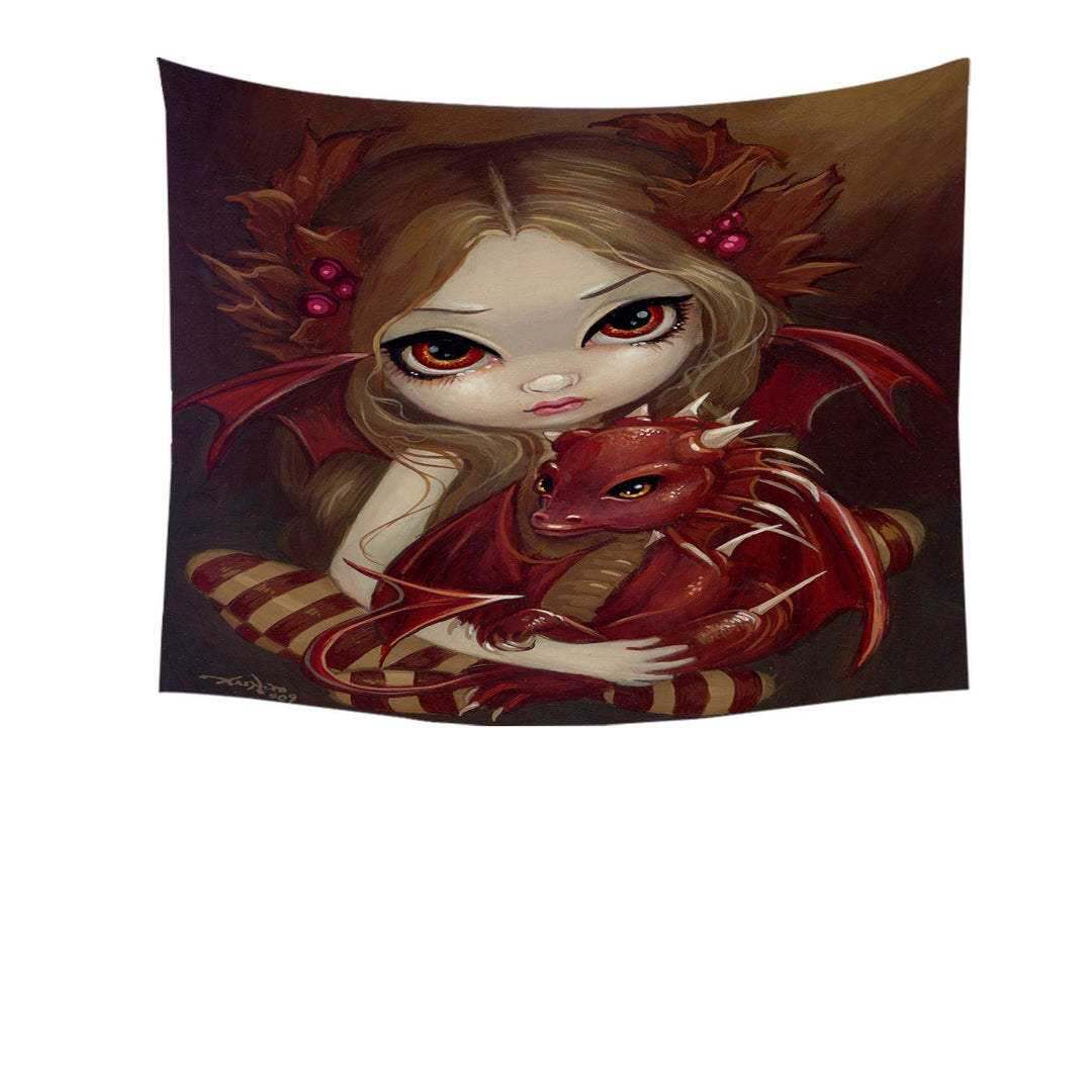 Sienna Dragonling Cute Fairy and Baby Dragon Tapestry