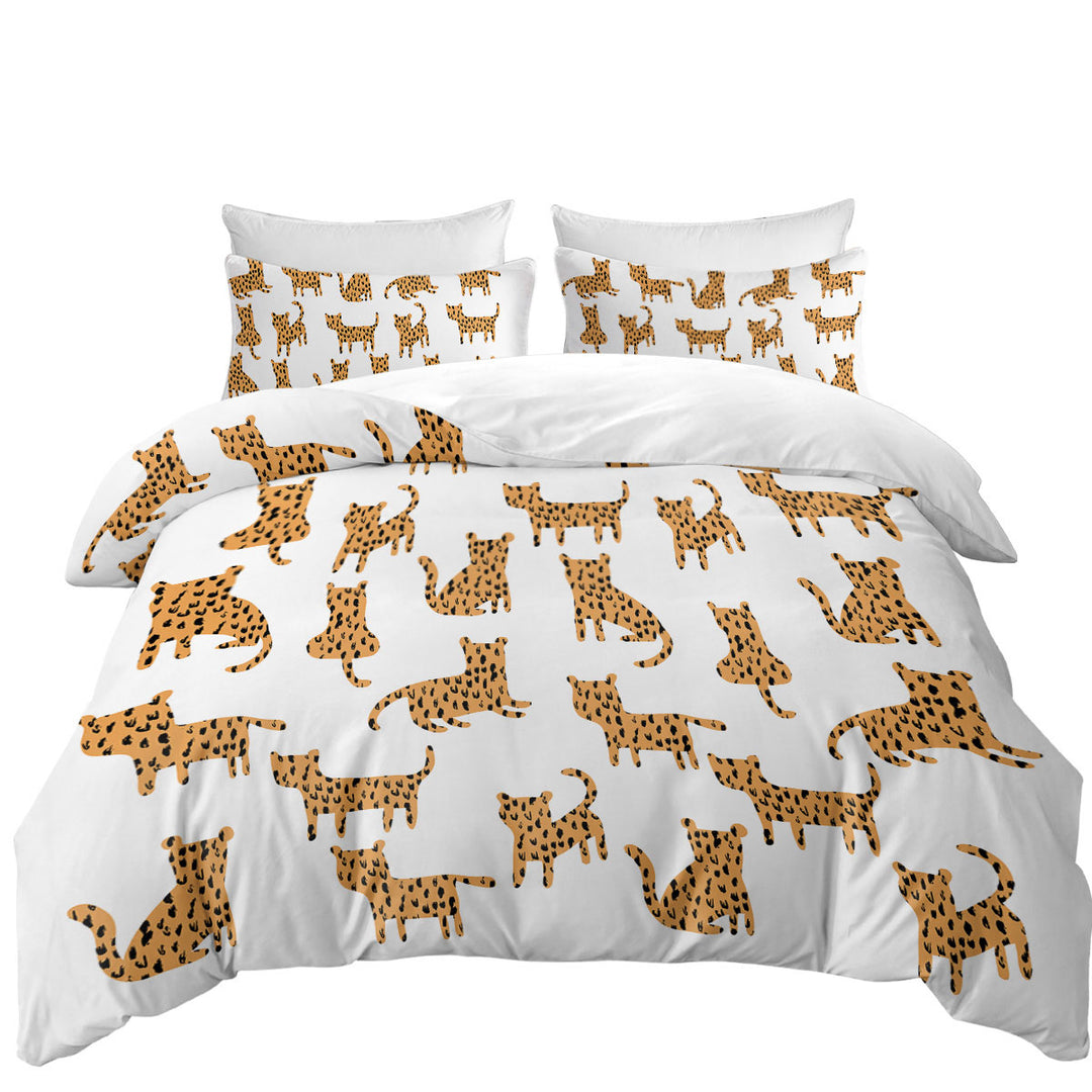 Simple Cheetah Cute Drawing Pattern California King Duvet Cover