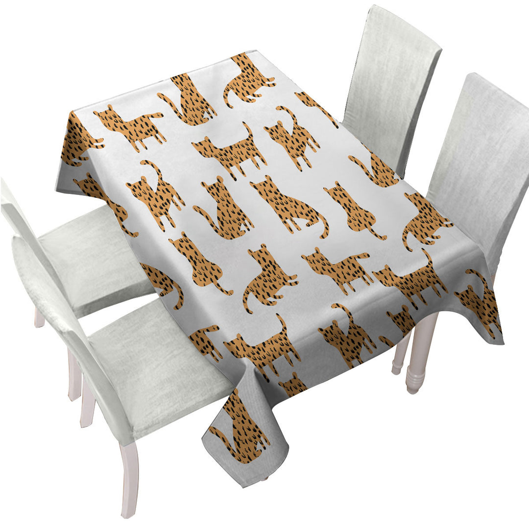 Simple Cheetah Cute Drawing Pattern Tablecloth