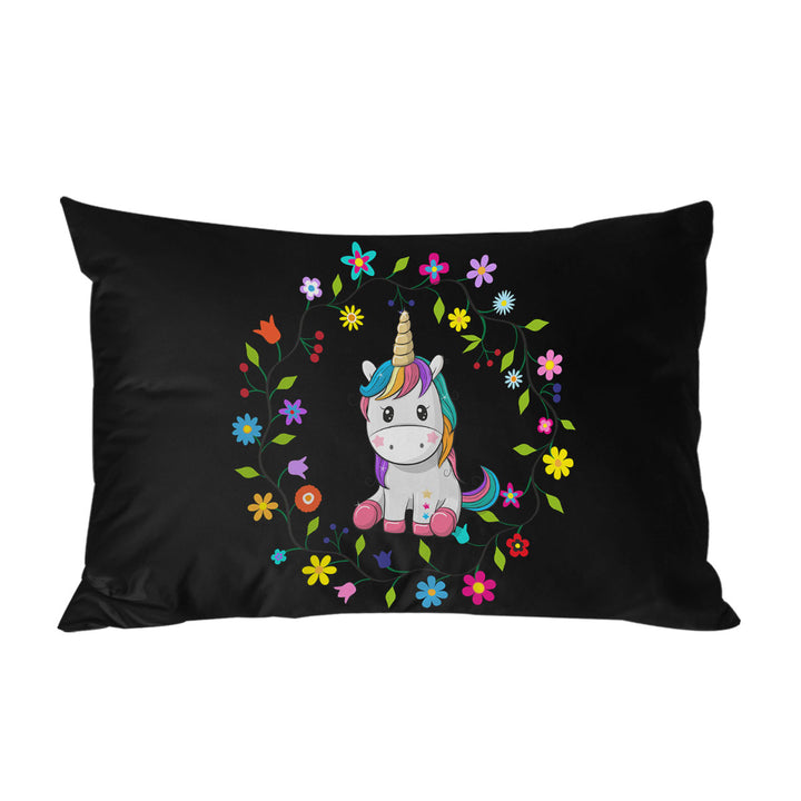 Simple Floral Circle and Adorable Unicorn Pillowcase
