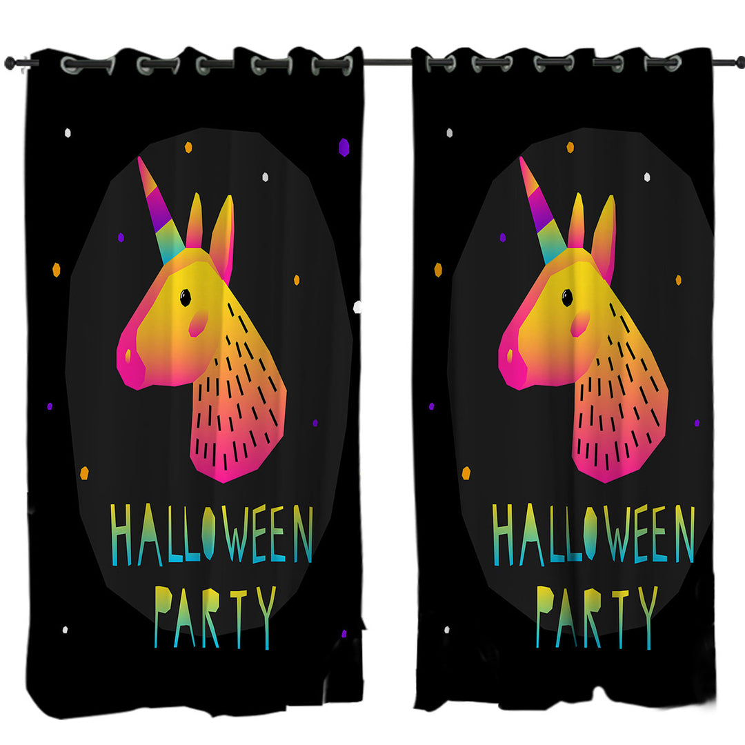 Simple Unicorn Halloween Party Window Curtains