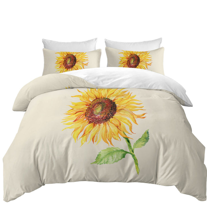 Single Painted Sunflower Duvet Covers King
