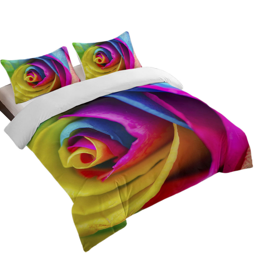 Single Rainbow Rose Comforter Cover