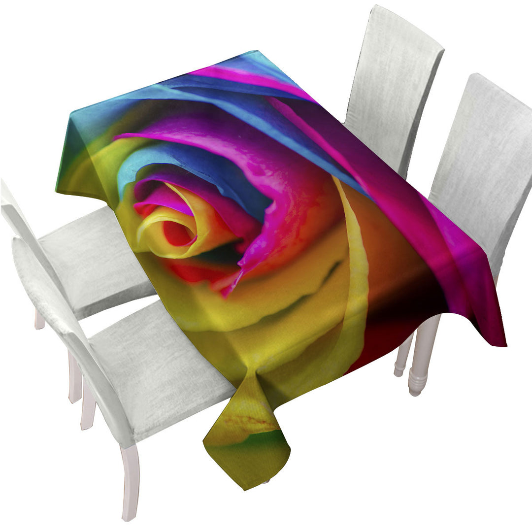 Single Rainbow Rose Custom table Covers